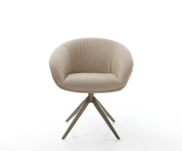 Jídelní židle Vinka-Flex s područkami, kombinované materiály, taupe, křížový rám, široký efekt, titanové provedení, otočné o 360°, houpací funkce, jádro s taštičkovými pružinami - Image 2