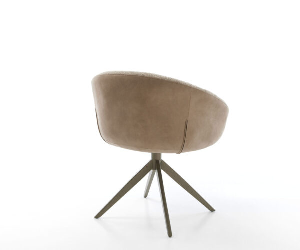 Jídelní židle Vinka-Flex s područkami, kombinované materiály, taupe, křížový rám, široký efekt, titanové provedení, otočné o 360°, houpací funkce, jádro s taštičkovými pružinami - Image 5