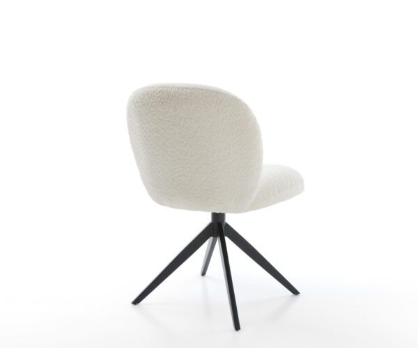 Jídelní židle Nube-Flex bouclé bílá, široký kovový černý křížový rám, otočné o 360°, houpací funkce, jádro s taštičkovými pružinami - Image 5