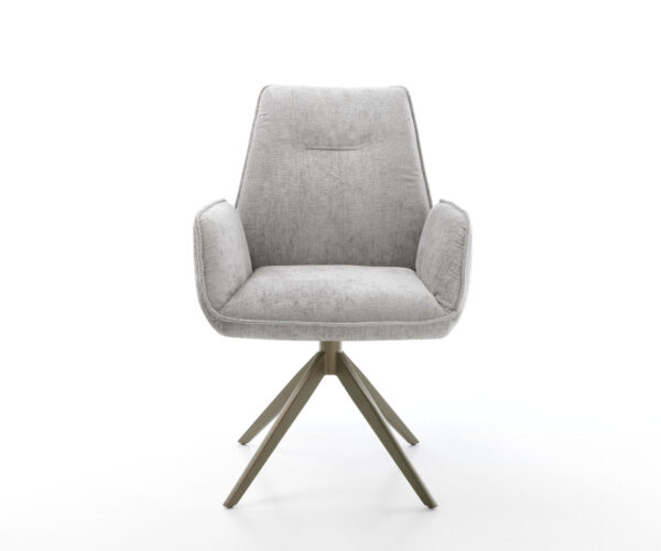 Jídelní židle Zoa-Flex chenille stříbrně šedá, křížová podnož, široký efekt, titanové provedení, otočné o 360°, funkce houpání - Image 2