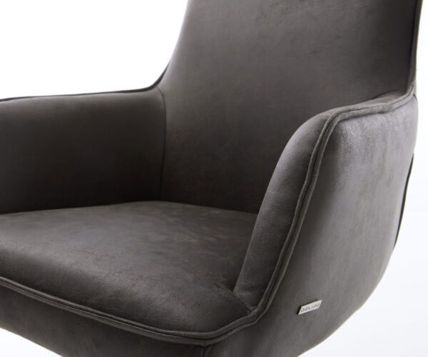 Jídelní židle Heira-Flex s područkami mikrovlákno antracit vintage křížová konstrukce široký efekt povrch titanový 360° otočné s houpací funkcí - Image 4