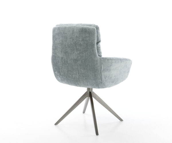 Jídelní židle Abelia-Flex s područkami, potah chenille pastelově modrý, křížová podnož široká grafitová, otočné o 360°, s houpací funkcí - Image 5