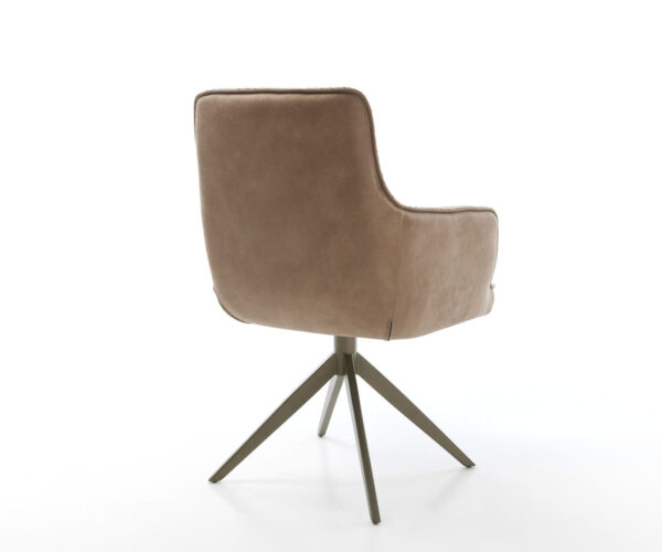 Jídelní židle Heira-Flex s područkami, kombinované materiály, taupe, křížový rám, široký efekt, titanové provedení, otočné o 360°, houpací funkce, jádro z taštičkových pružin - Image 5
