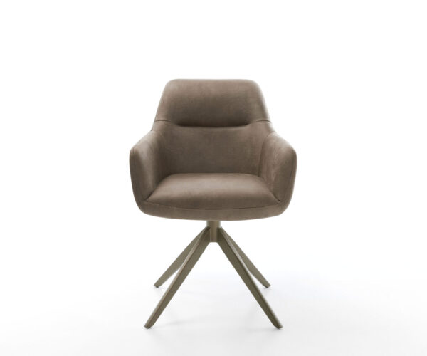 Jídelní židle Pejo-Flex mikrovlákno taupe vintage s křížovou konstrukcí široký efekt titanové provedení 360° otočné s funkcí houpání jádro z taštičkových pružin - Image 2