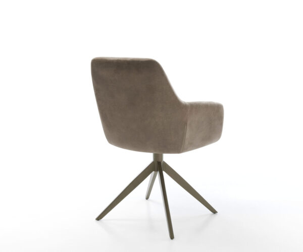 Jídelní židle Pejo-Flex mikrovlákno taupe vintage s křížovou konstrukcí široký efekt titanové provedení 360° otočné s funkcí houpání jádro z taštičkových pružin - Image 5