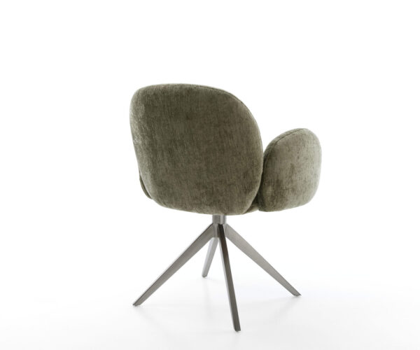 Jídelní židle Nube-Flex s područkami, potažené olivovým chenille, křížový rám, široké, grafitové, otočné o 360°, s houpací funkcí, jádro z taštičkových pružin - Image 5