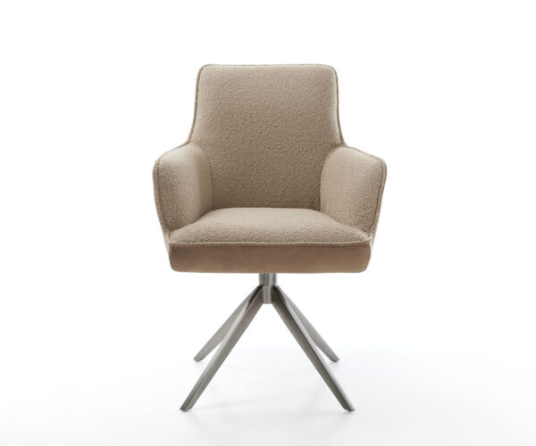 Jídelní židle Heira-Flex s područkami, kombinované materiály, taupe, křížový rám, široké, grafitové, otočné o 360°, houpací funkce, jádro z taštičkových pružin - Image 2