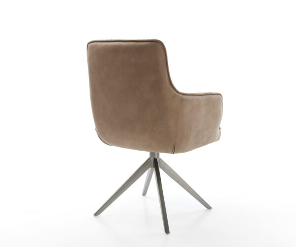 Jídelní židle Heira-Flex s područkami, kombinované materiály, taupe, křížový rám, široké, grafitové, otočné o 360°, houpací funkce, jádro z taštičkových pružin - Image 5
