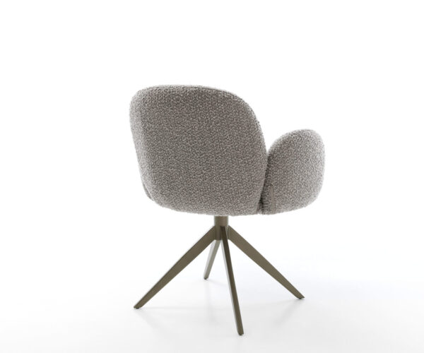 Jídelní židle Nube-Flex s područkami, bouclé stříbrošedé, křížová podnož, široký efekt, titanové provedení, otočné o 360°, funkce houpání, jádro s taštičkovými pružinami - Image 5