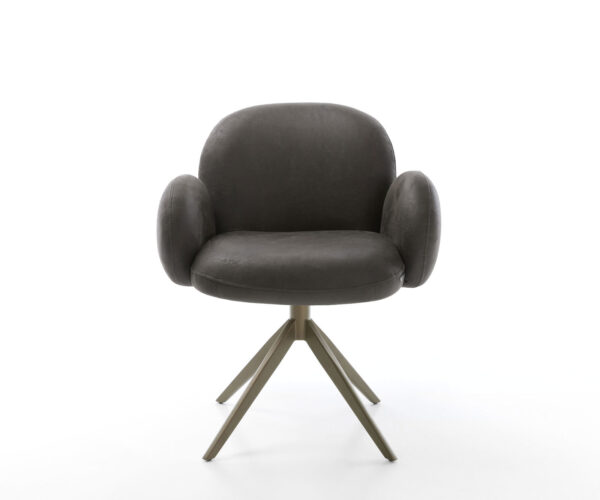 Jídelní židle Nube-Flex s područkami mikrovlákno antracit vintage křížová konstrukce široký efekt povrch titan 360° otočné houpací funkce jádro s taštičkovými pružinami - Image 2
