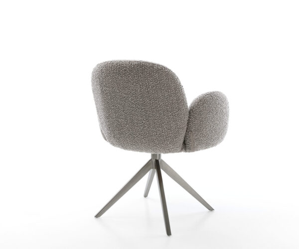 Jídelní židle Nube-Flex s područkami, potah bouclé stříbrnošedý, křížová podnož široká grafitová, otočné o 360°, funkce houpání, jádro s taštičkovými pružinami - Image 5