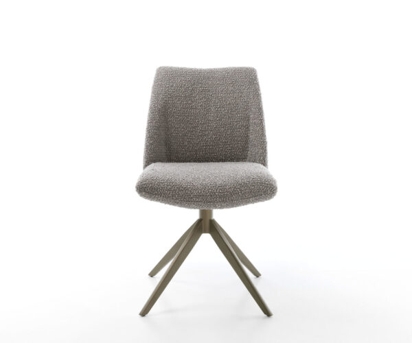 Jídelní židle Elso-Flex bouclé stříbrně šedé, křížová podnož, široký efekt, titanové provedení, otočné o 360°, funkce houpání, jádro s taštičkovými pružinami - Image 2