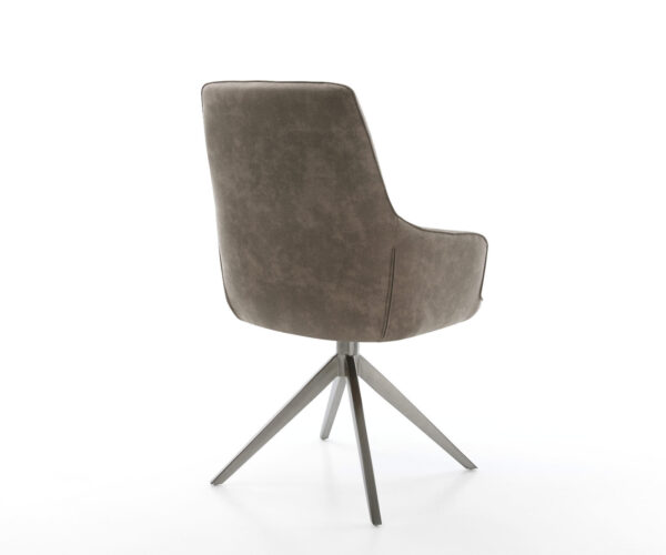 Jídelní židle Zelia-Flex s područkami mikrovlákno taupe vintage křížová konstrukce široké grafitové 360° otočné houpací funkce jádro s taštičkovými pružinami - Image 5