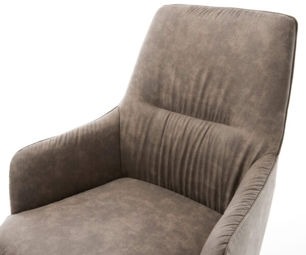 Jídelní židle Zelia-Flex s područkami mikrovlákno taupe vintage křížová konstrukce široké grafitové 360° otočné houpací funkce jádro s taštičkovými pružinami - Image 4