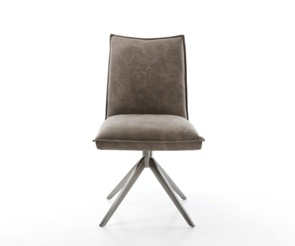 Jídelní židle Lelio-Flex mikrovlákno taupe vintage křížová konstrukce široká grafitová 360° otočná s houpací funkcí jádro z taštičkových pružin - Image 2