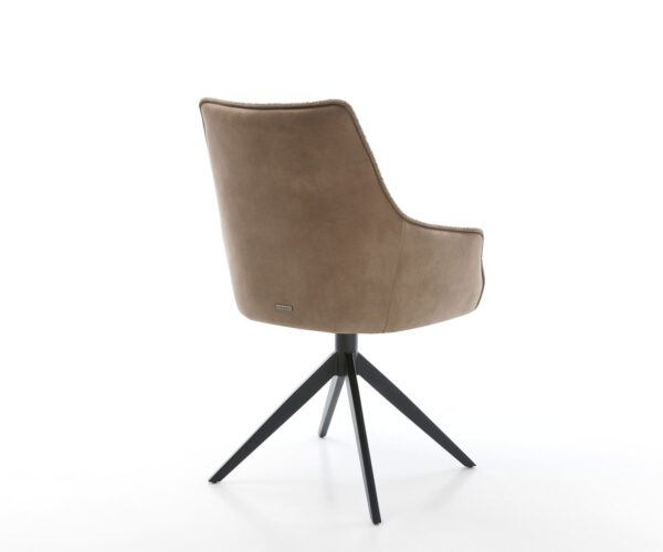 Jídelní židle Alja-Flex s područkami, kombinované materiály, taupe, křížový rám, široký, kovový, černý, otočné o 360°, houpací funkce, jádro z taštičkových pružin - Image 5