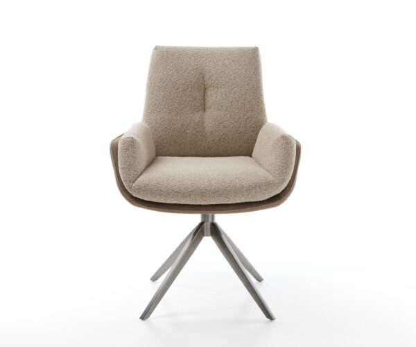 Jídelní židle Clea-Flex smíšené materiály taupe křížový rám široký grafit 360° otočný s houpací funkcí - Image 2