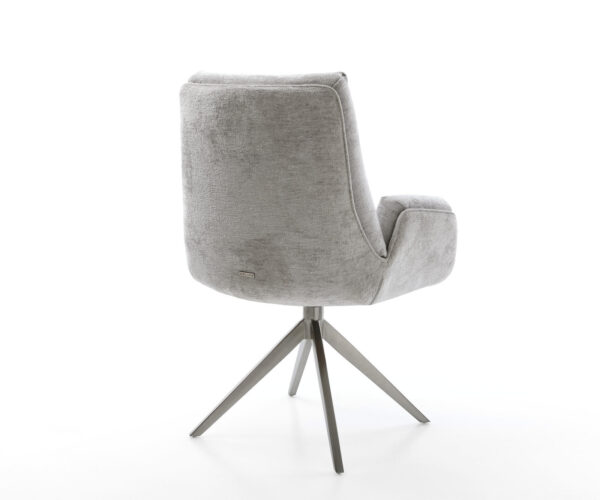 Jídelní židle Clea-Flex chenille stříbrně šedé, křížová podnož, široké, grafitové, otočné o 360°, s funkcí houpání - Image 5