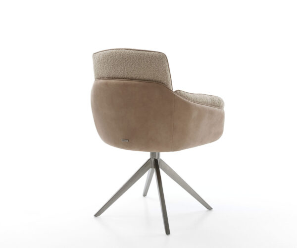 Jídelní židle Luan-Flex s područkami, kombinované materiály, taupe, křížová podnož, široké, grafitové, otočné o 360°, s houpací funkcí - Image 5