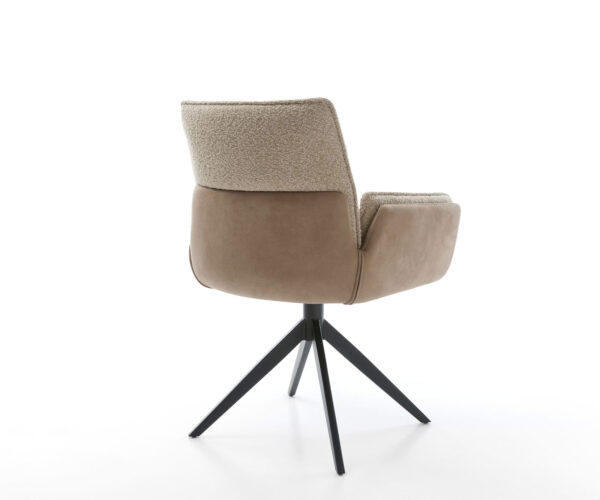 Jídelní židle Nela-Flex smíšené materiály taupe křížový rám široký kov černý 360° otočný s houpací funkcí - Image 5