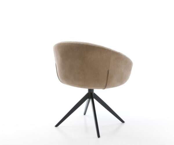 Jídelní židle Vinka-Flex s područkami, kombinované materiály, taupe, křížový rám, široký, kovový černý, otočné o 360°, funkce houpání, jádro z taštičkových pružin - Image 5