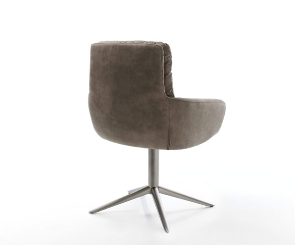Jídelní židle Abelia-Flex s područkami mikrovlákno taupe vintage křížová podnož grafit 360° otočné s houpací funkcí - Image 5