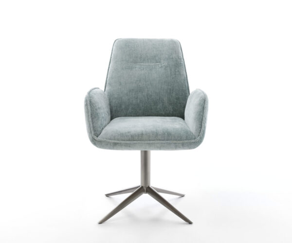Jídelní židle Zoa-Flex chenille pastelově modré, křížová podstava grafit, otočné o 360°, funkce houpání - Image 2