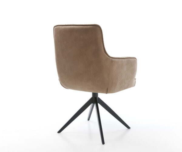Jídelní židle Heira-Flex s područkami, kombinace materiálů, taupe, křížový rám, široký, kovový černý, otočný o 360°, funkce houpání, jádro s taštičkovými pružinami - Image 5