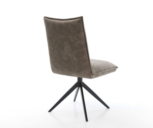 Jídelní židle Lelio-Flex mikrovlákno taupe vintage křížová konstrukce široká černý kov 360° otočné houpací funkce jádro s taštičkovými pružinami - Image 5