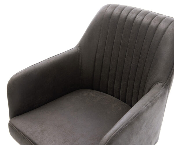 Jídelní židle Greg-Flex mikrovlákno antracit vintage křížový rám široký kov černý 360° otočný s houpací funkcí jádro z taštičkových pružin - Image 4