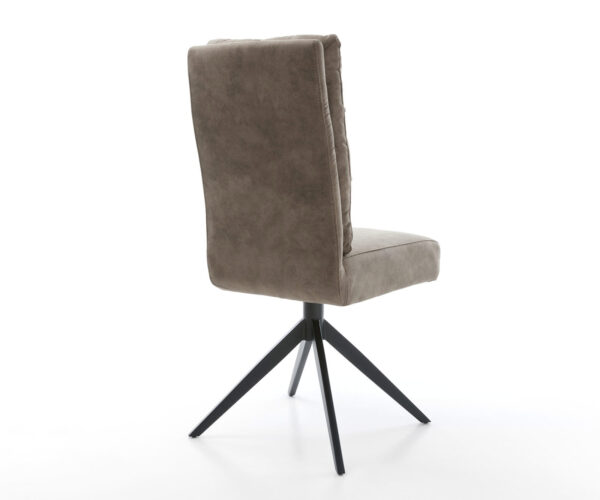 Jídelní židle Pela-Flex mikrovlákno taupe vintage křížová konstrukce široká kovová černá 360° otočná s houpací funkcí jádro z taštičkových pružin - Image 5