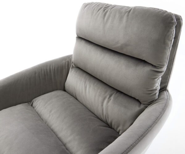 Jídelní židle Abelia-Flex s područkami sametově šedé, křížová kovová podnož černá, otočné o 360°, funkce houpání - Image 4