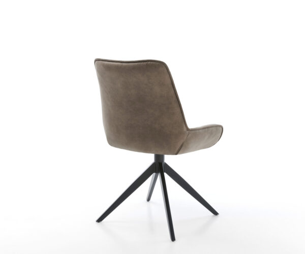 Jídelní židle Taimi-Flex mikrovlákno taupe vintage křížová konstrukce široká kovová černá 360° otočná s houpací funkcí - Image 5