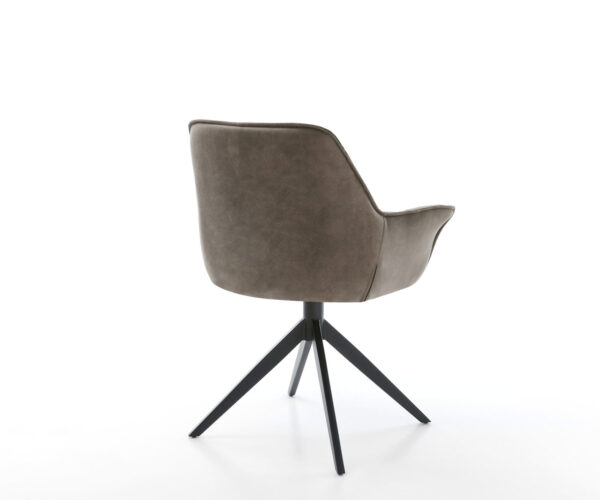 Jídelní židle Kaira-Flex mikrovlákno taupe vintage křížová konstrukce široký černý kov 360° otočný s houpací funkcí - Image 5