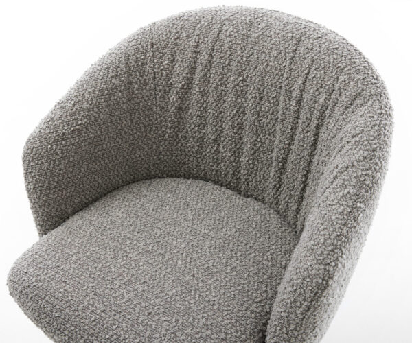 Jídelní židle Caja-Flex s područkami, bouclé stříbrnošedé, křížová podnož, široká, nerezová ocel, otočné o 360°, houpací funkce, jádro z taštičkových pružin - Image 4