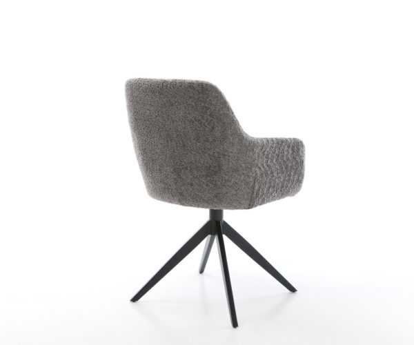Jídelní židle Pejo-Flex bouclé šedé, křížová podnož, široké, kovové černé, otočné o 360°, s houpací funkcí, jádro z taštičkových pružin - Image 5