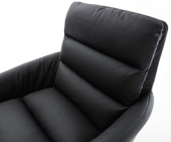 Jídelní židle Abelia-Flex s područkami, pravá kůže, černý křížový rám, široký kovový, černý, otočný o 360°, funkce houpání - Image 4