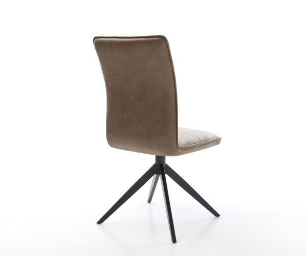 Jídelní židle Maddy-Flex mikrovlákno taupe vintage křížová konstrukce široká černý kov 360° otočné houpací funkce - Image 5