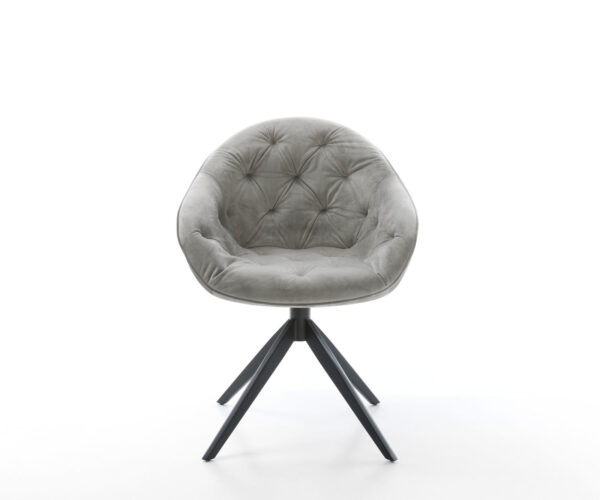 Jídelní židle Gaio-Flex sametově šedé, křížová podnož, široké, kovové černé, otočné o 360°, s houpací funkcí - Image 2