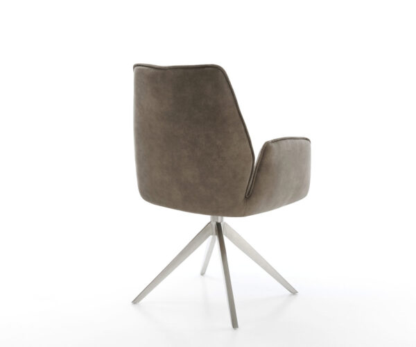 Jídelní židle Zoa-Flex mikrovlákno taupe vintage křížová konstrukce široká nerezová ocel 360° otočné houpací funkce jádro z taštičkových pružin - Image 5