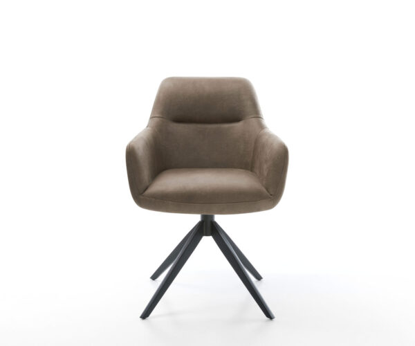 Jídelní židle Pejo-Flex mikrovlákno taupe vintage křížová konstrukce široká kovová černá 360° otočná s houpací funkcí jádro z taštičkových pružin - Image 2