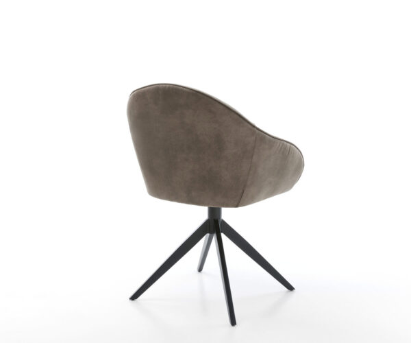 Jídelní židle Gaio-Flex mikrovlákno taupe vintage křížová konstrukce široká kovová černá 360° otočná s houpací funkcí - Image 5