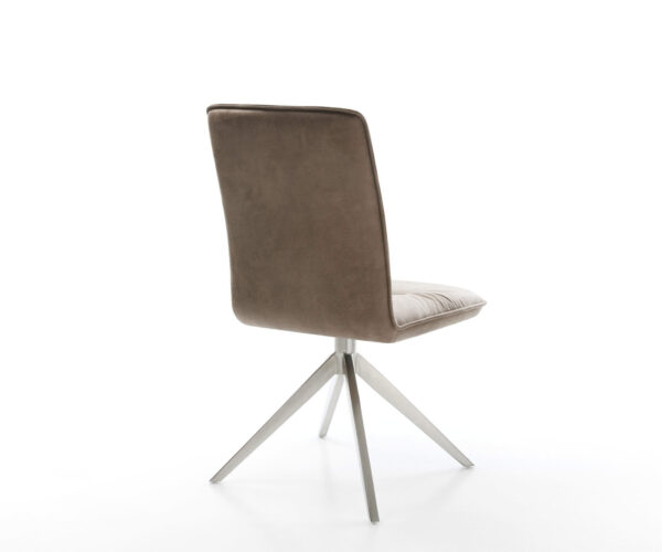Jídelní židle Vinjo-Flex mikrovlákno taupe vintage křížová konstrukce široká nerezová ocel 360° otočné s houpací funkcí - Image 5