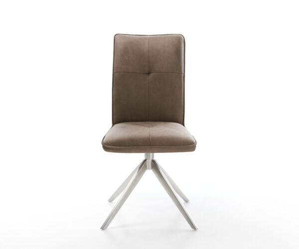 Jídelní židle Maddy-Flex mikrovlákno taupe vintage křížový rám široký nerezový ocel 360° otočný s houpací funkcí - Image 2