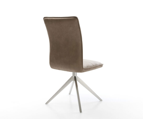 Jídelní židle Maddy-Flex mikrovlákno taupe vintage křížový rám široký nerezový ocel 360° otočný s houpací funkcí - Image 5