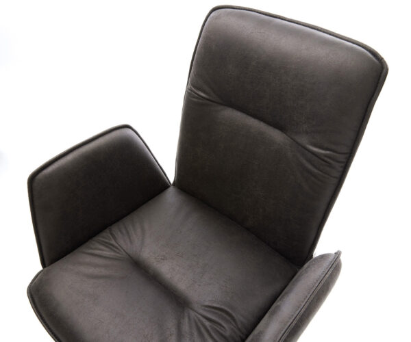 Jídelní židle Vinja-Flex mikrovlákno antracit vintage křížová konstrukce široká nerezová ocel 360° otočné s houpací funkcí - Image 4