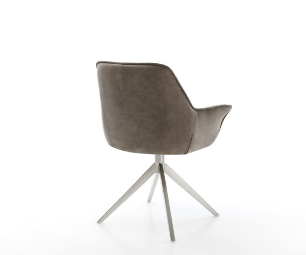 Jídelní židle Kaira-Flex mikrovlákno taupe vintage křížová konstrukce široká nerezová ocel 360° otočná s houpací funkcí - Image 5