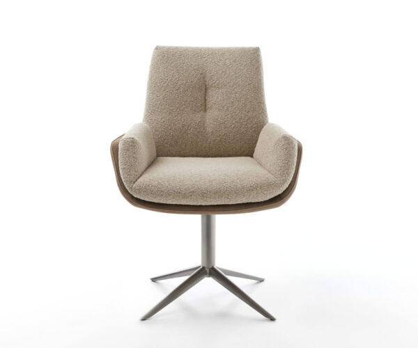 Jídelní židle Clea-Flex smíšené materiály taupe křížová podnož grafit 360° otočné s houpací funkcí - Image 2