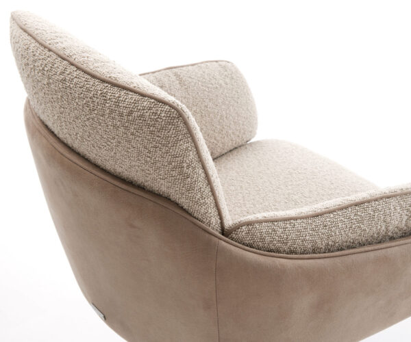 Jídelní židle Luan-Flex s područkami, kombinace materiálů, taupe, křížová podnož grafit, otočné o 360°, funkce houpání - Image 4
