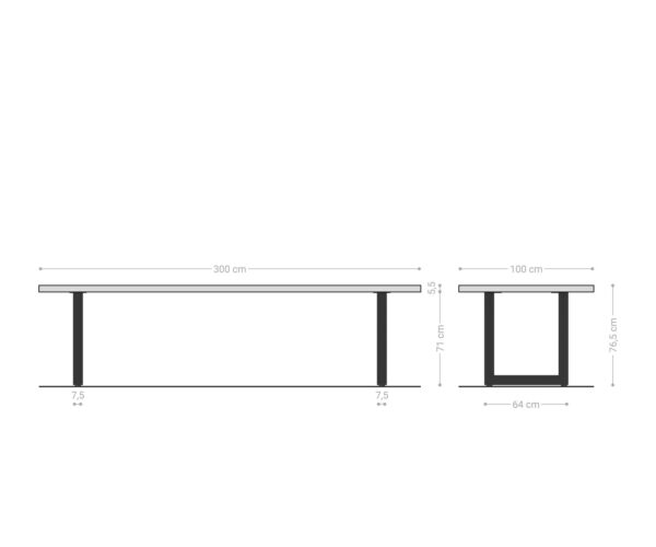Jídelní stůl Edge 300x100 XL Akácie Přírodní Nerezová Ocel Široký Živý - Image 7